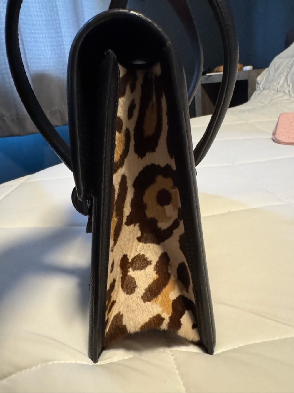 Dior Leopard Print Satchel in Black and Brown - Picture 4 of 12